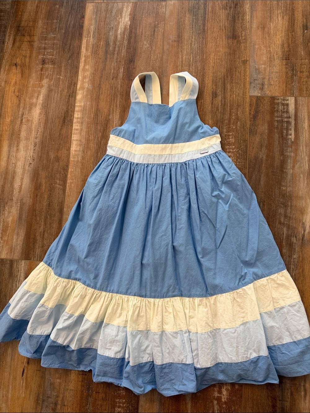 Girls' Light Blue and Cream Tiered Summer Dress